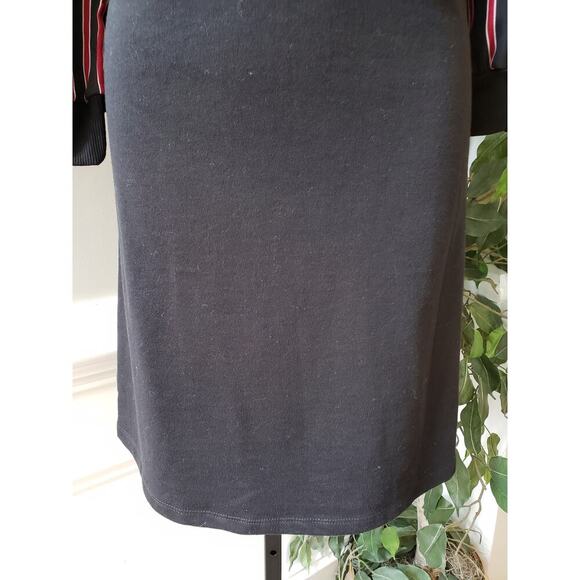 Luxology Knee Length Shift Dress Womens Small Black Striped Cotton Round Neck - Picture 11 of 11